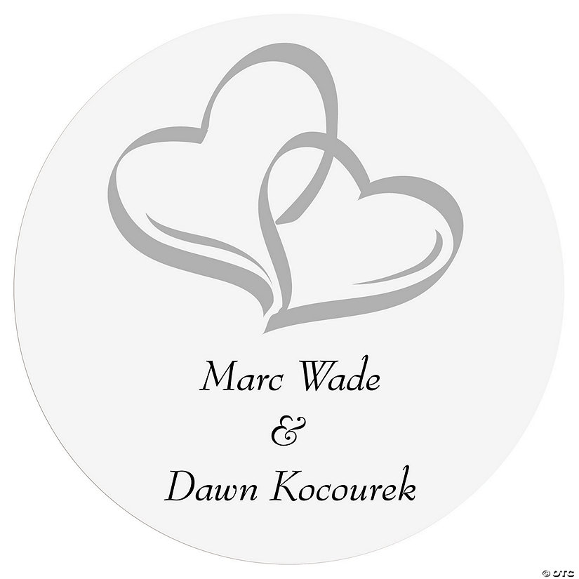 Bulk 144 Pc. Personalized Two Hearts Wedding Favor Stickers Image Thumbnail