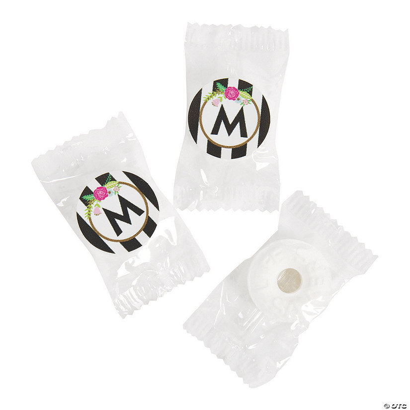 Bulk 300 Pc. Monogrammed Black & White Stripe Lifesavers<sup>&#174;</sup> Mints Image