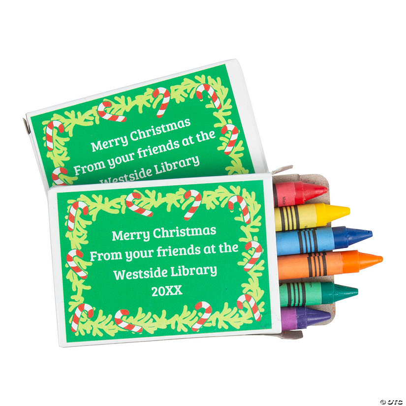 Bulk 48 Pc. 6-Color Personalized Candy Canes Crayon Boxes Image Thumbnail