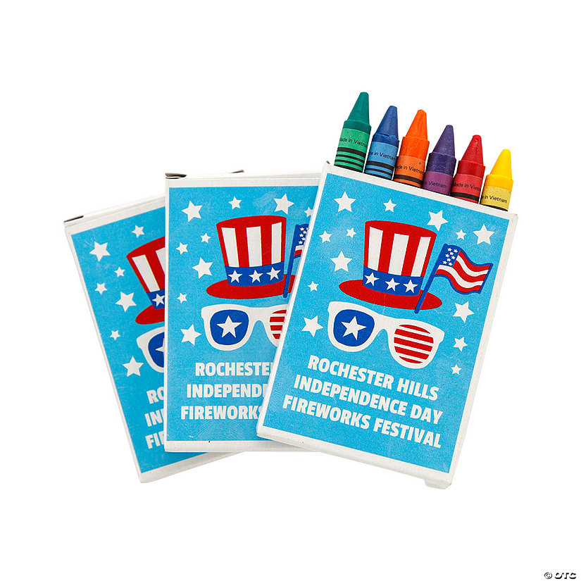 Bulk 48 Pc. Personalized 6-Color Patriotic Crayons Image Thumbnail