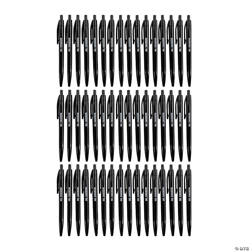 Bulk 48 Pc. Personalized Black Retractable Pens Image Thumbnail