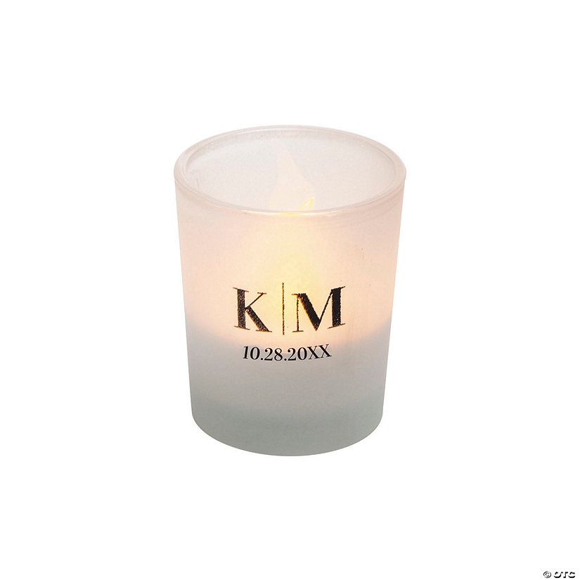 Bulk 48 Pc. Personalized Wedding Initials Frosted Votive Candle Holders Image Thumbnail