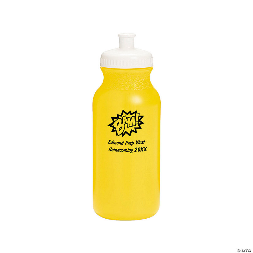 Bulk  50 Ct. Opaque Yellow Superhero Personalized Plastic Water Bottles Image