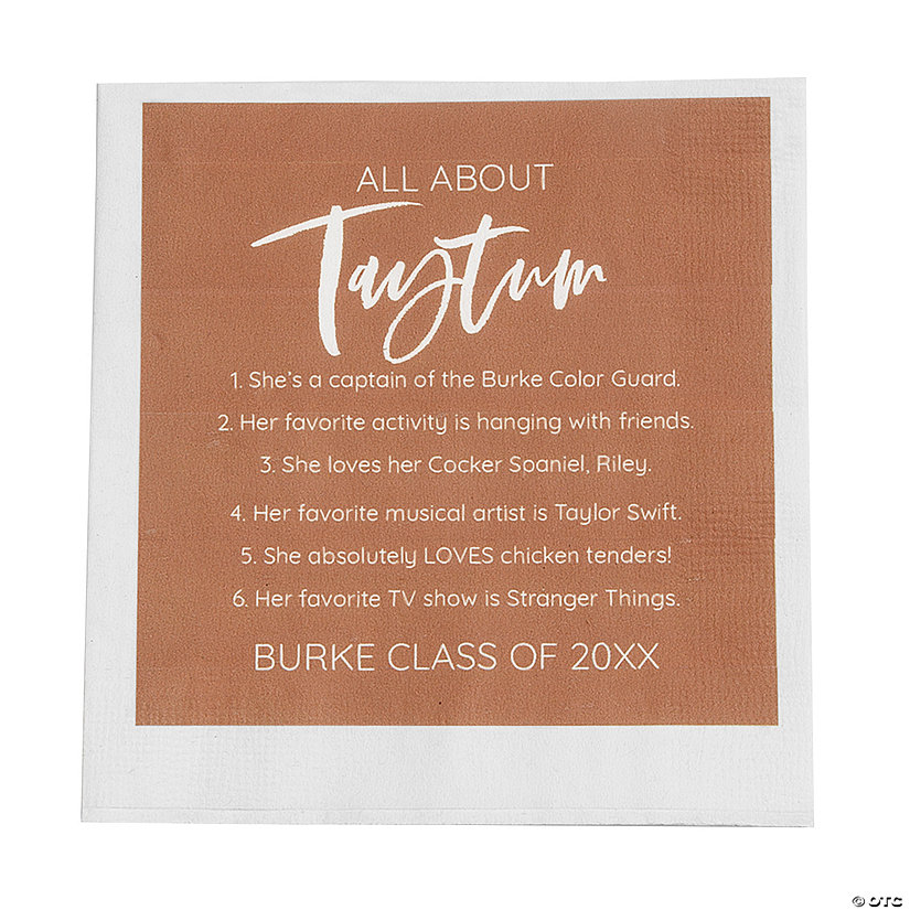 Bulk 50 Ct. Personalized Fun Facts Text Full Color Luncheon Napkins Image Thumbnail