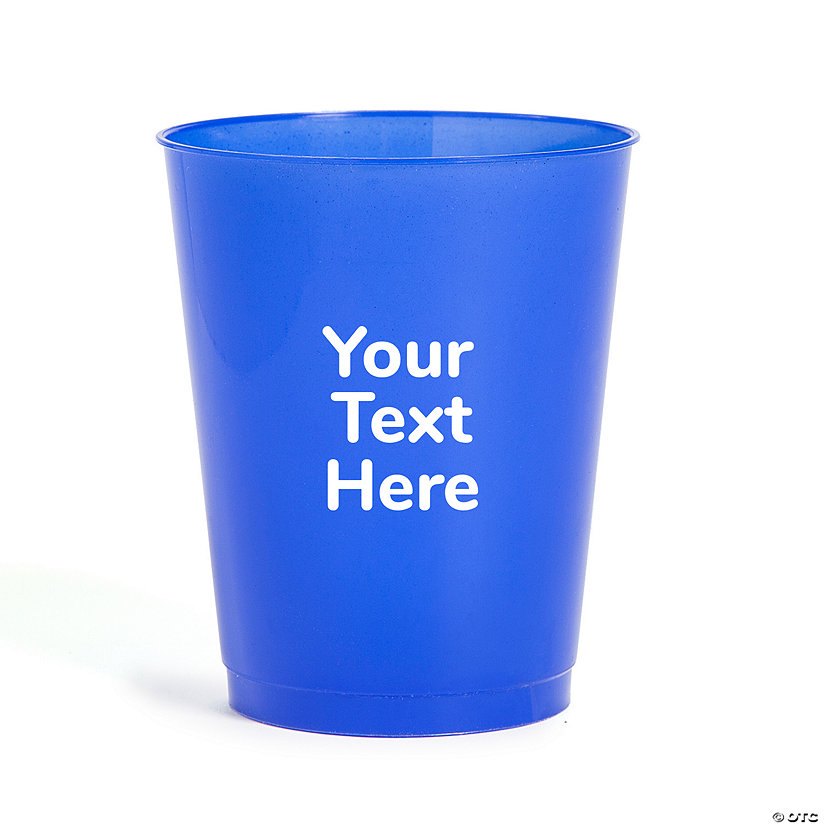 Bulk 50 Ct. Personalized Open Text Blue Stadium Cups Image Thumbnail