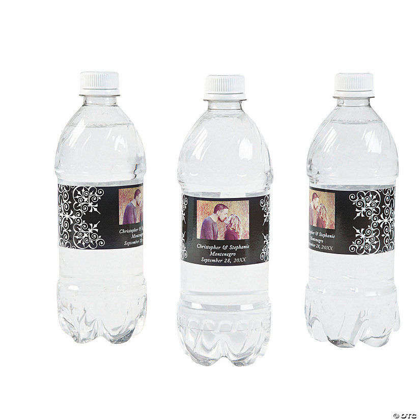 Bulk  50 Pc. Custom Photo Wedding Water Bottle Labels Image Thumbnail