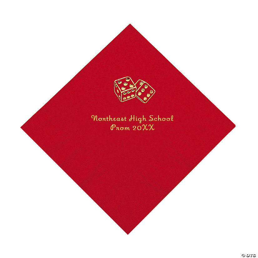 Bulk 50 Pc. Personalized Casino Red Luncheon Napkins with Gold Foil Image