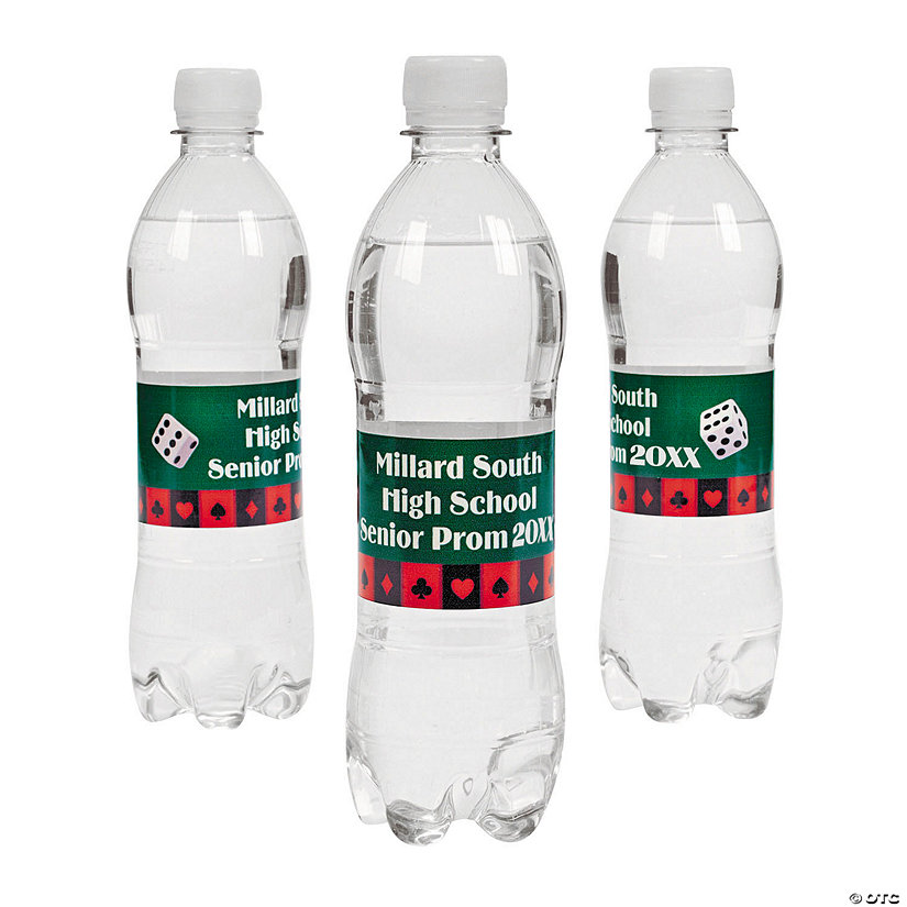 Bulk 50 Pc. Personalized Casino Water Bottle Labels Image Thumbnail