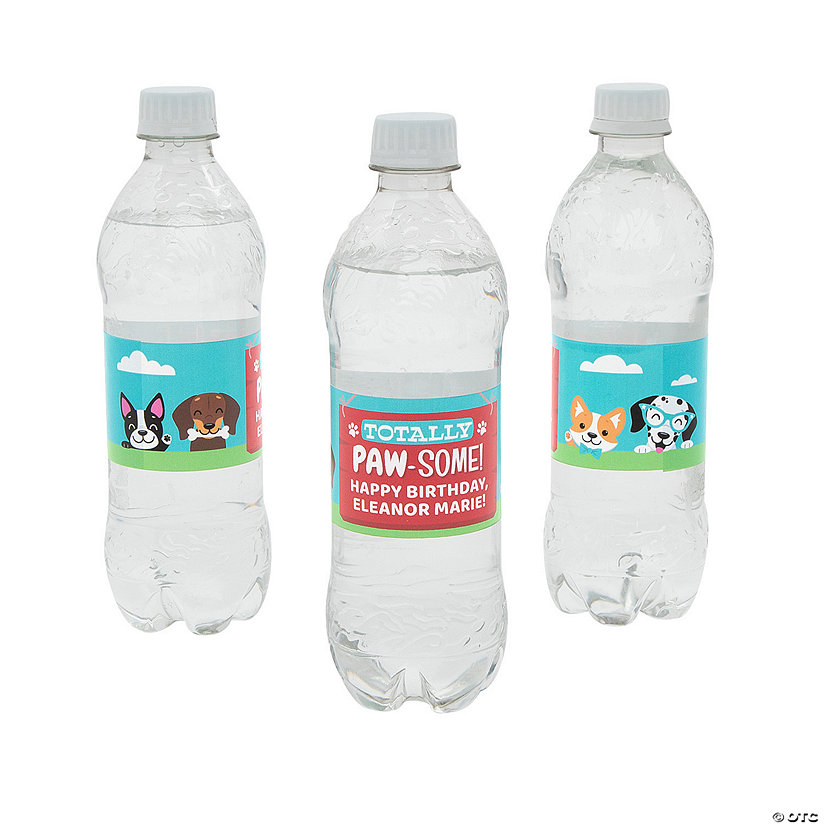 Bulk 50 Pc. Personalized Dog Party Water Bottle Labels Image Thumbnail