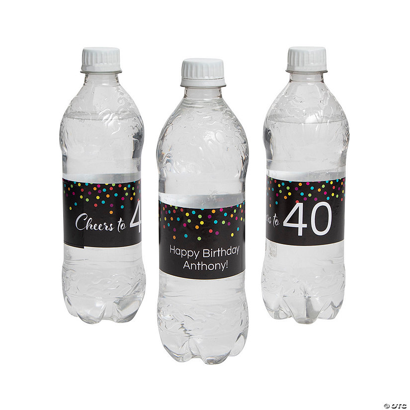 Bulk 50 Pc. Personalized Milestone Birthday Water Bottle Labels Image Thumbnail