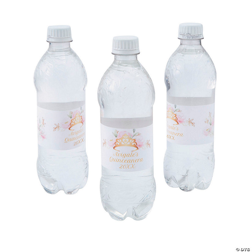 Bulk 50 Pc. Personalized Quincea&#241;era Water Bottle Labels Image Thumbnail
