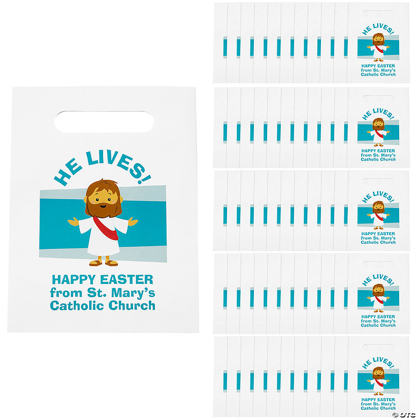 Bulk 50 Pc. Personalized Religious Easter Paper Treat Bags Image Thumbnail