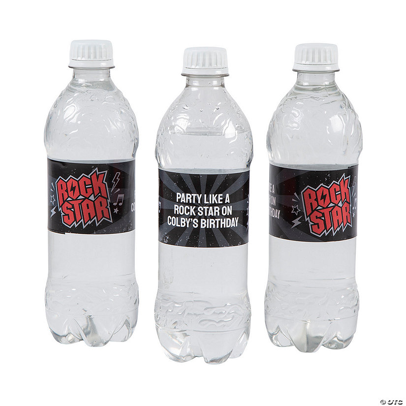 Bulk 50 Pc. Personalized Rock Star Water Bottle Labels Image Thumbnail