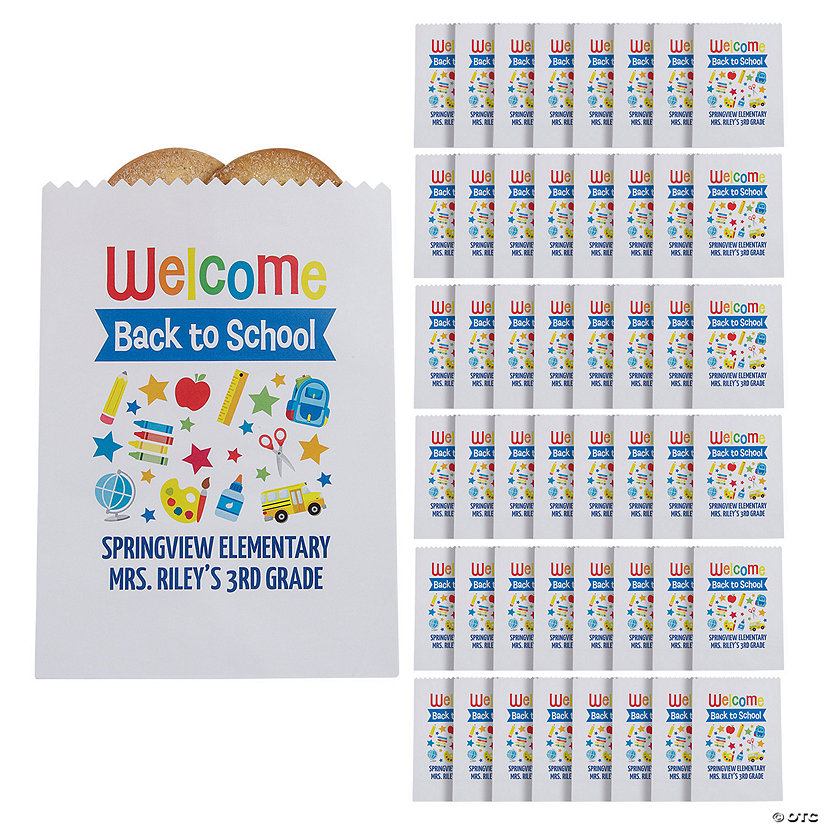 Bulk 50 Pc. Personalized Welcome Back to School Paper Treat Bags Image Thumbnail