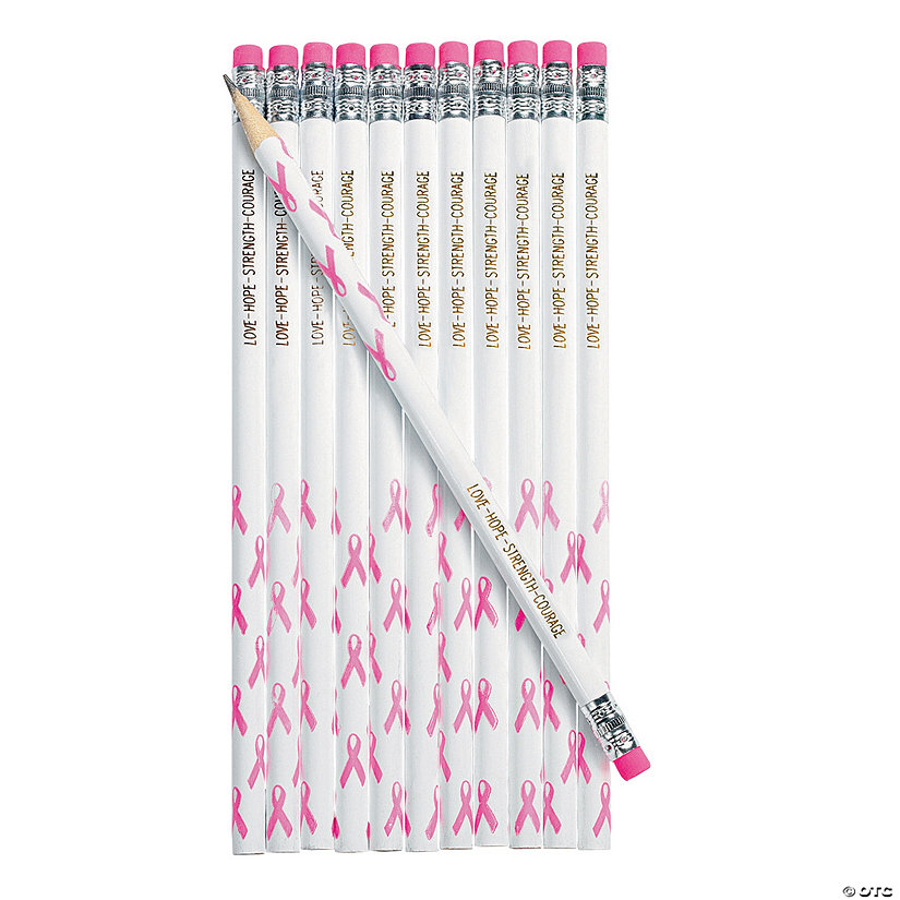 Bulk 72 Pc. Personalized Awareness Pink Ribbon Pencils Image