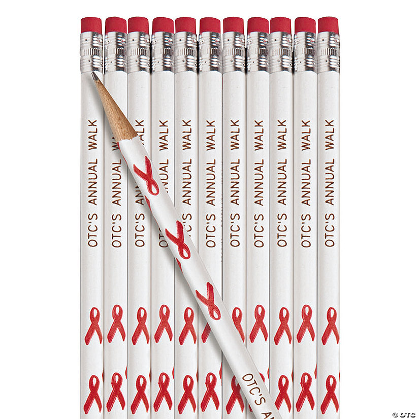 Bulk 72 Pc. Personalized Awareness Red Ribbon Pencils Image Thumbnail