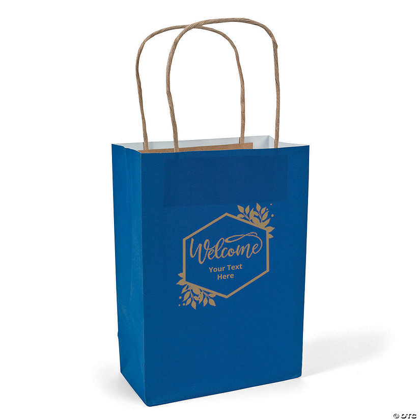 Bulk 72 Pc. Personalized Medium Blue Welcome Gift Bags Image