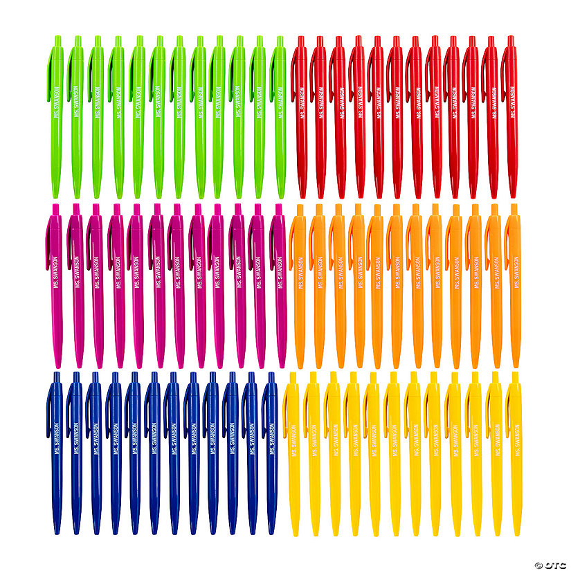 Bulk 72 Pc. Personalized Solid Color Retractable Pen Assortment Image Thumbnail