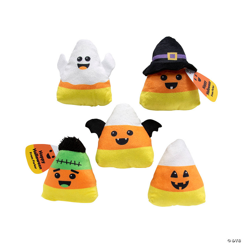 Bulk Personalized Halloween Smiling Stuffed Candy Corns with Card for 50 Image