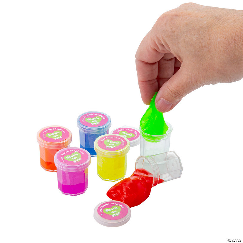 Bulk Personalized Mini Rainbow Slime Valentine Exchanges for 48 Image Thumbnail