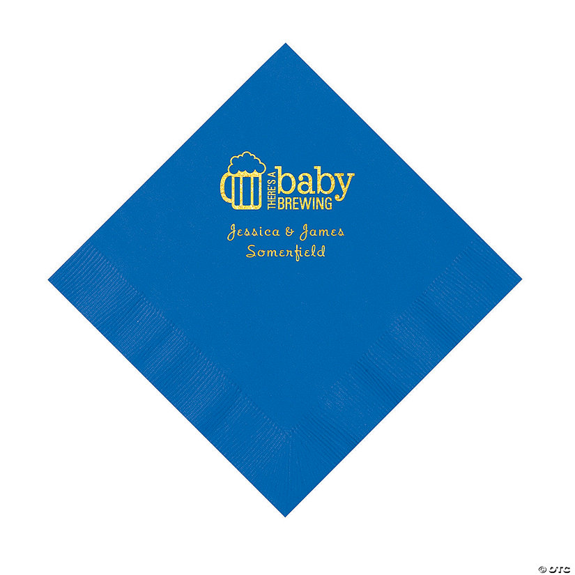 Cobalt Blue Baby Brewing Personalized Napkins with Gold Foil - 50 Pc. Luncheon Image Thumbnail