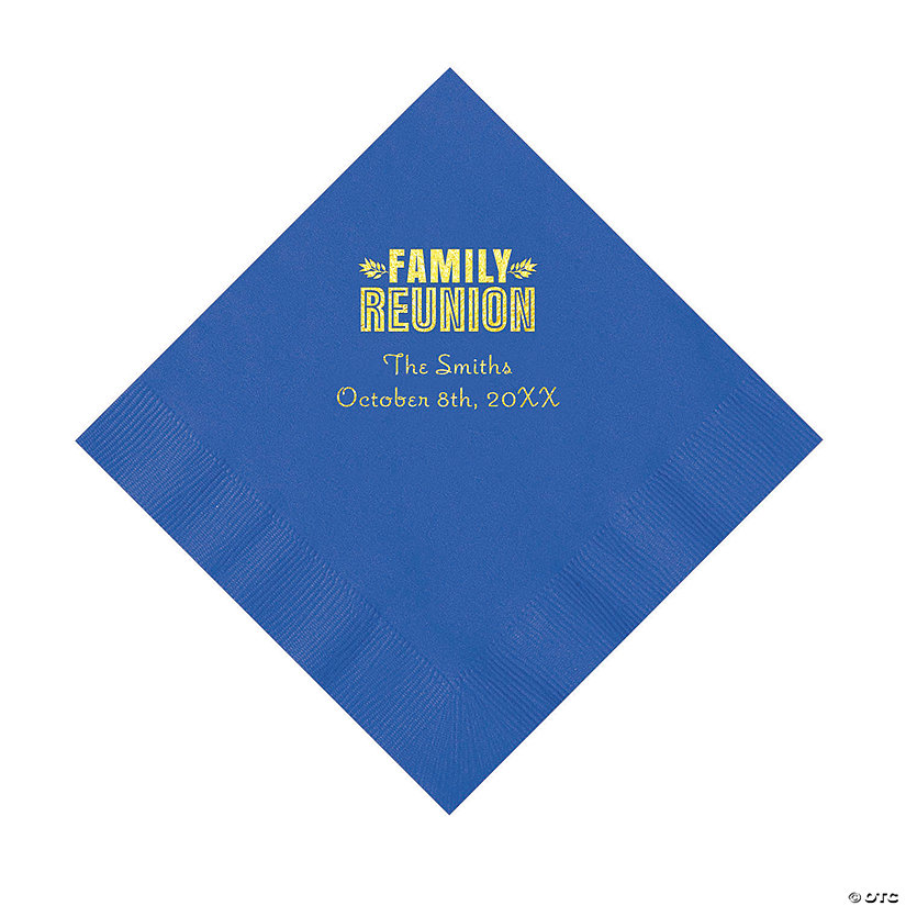 Cobalt Blue Family Reunion Personalized Napkins with Gold Foil - 50 Pc. Luncheon Image Thumbnail