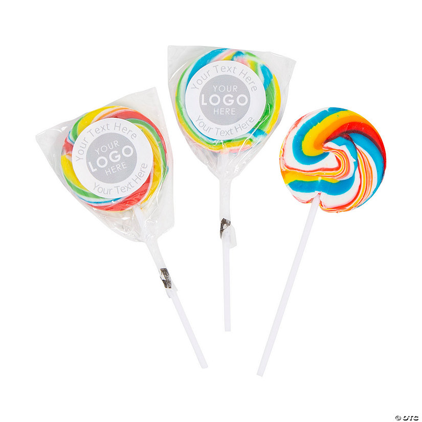 Custom Full-Color Logo & Text Swirl Lollipops - 24 Pc. Image Thumbnail