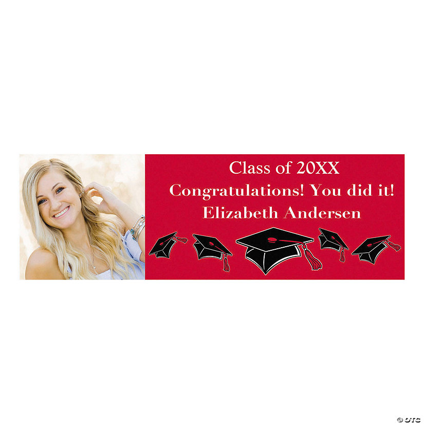 Custom Photo Graduation Caps Banner - Large Image Thumbnail