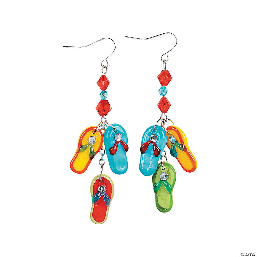 Flip Flop and Cut Glass Crystal Earrings Idea Image