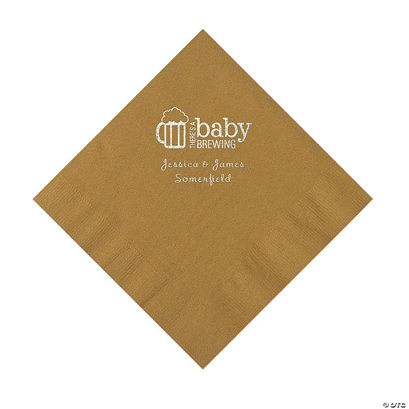 Gold Baby Brewing Personalized Napkins with Silver Foil &#8211; 50 Pc. Luncheon Image Thumbnail