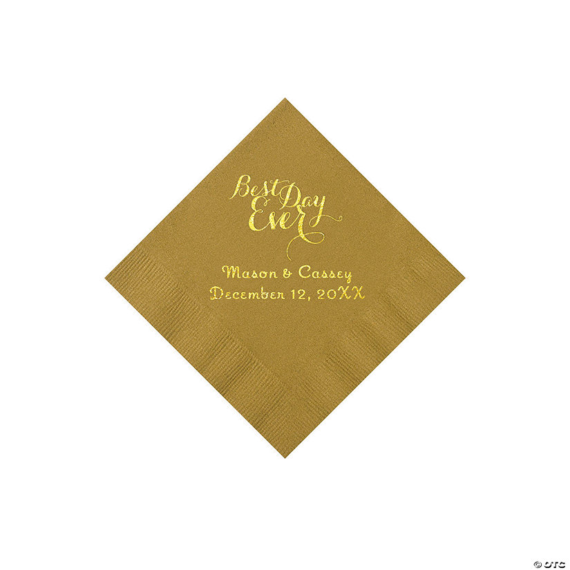 Gold Best Day Personalized Napkins with Gold Foil - Beverage Image Thumbnail