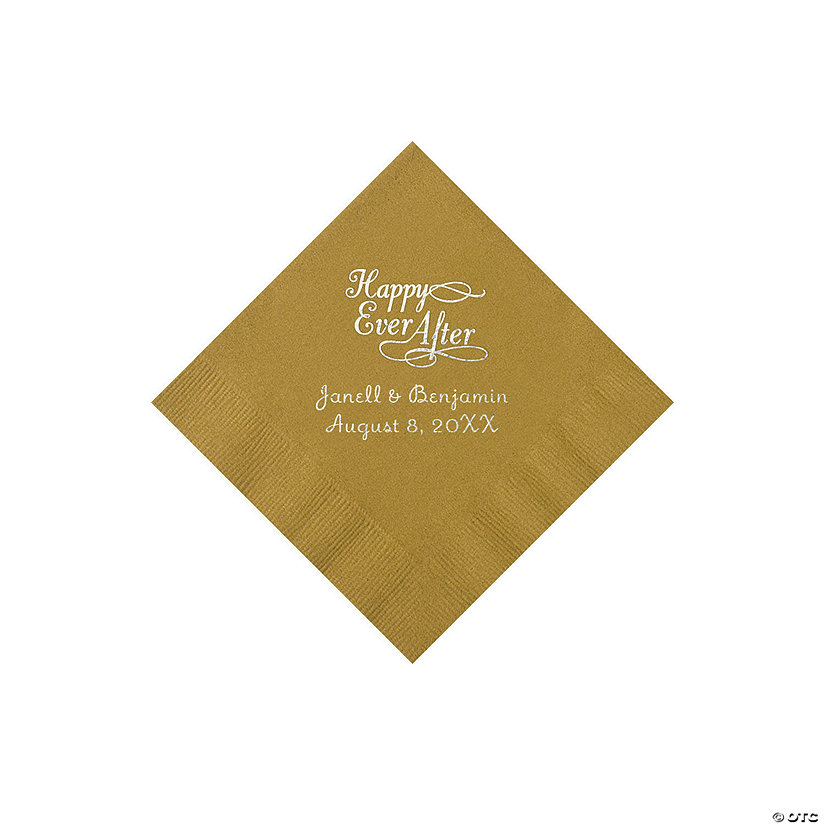 Gold Happy Ever After Personalized Napkins - Beverage Image Thumbnail
