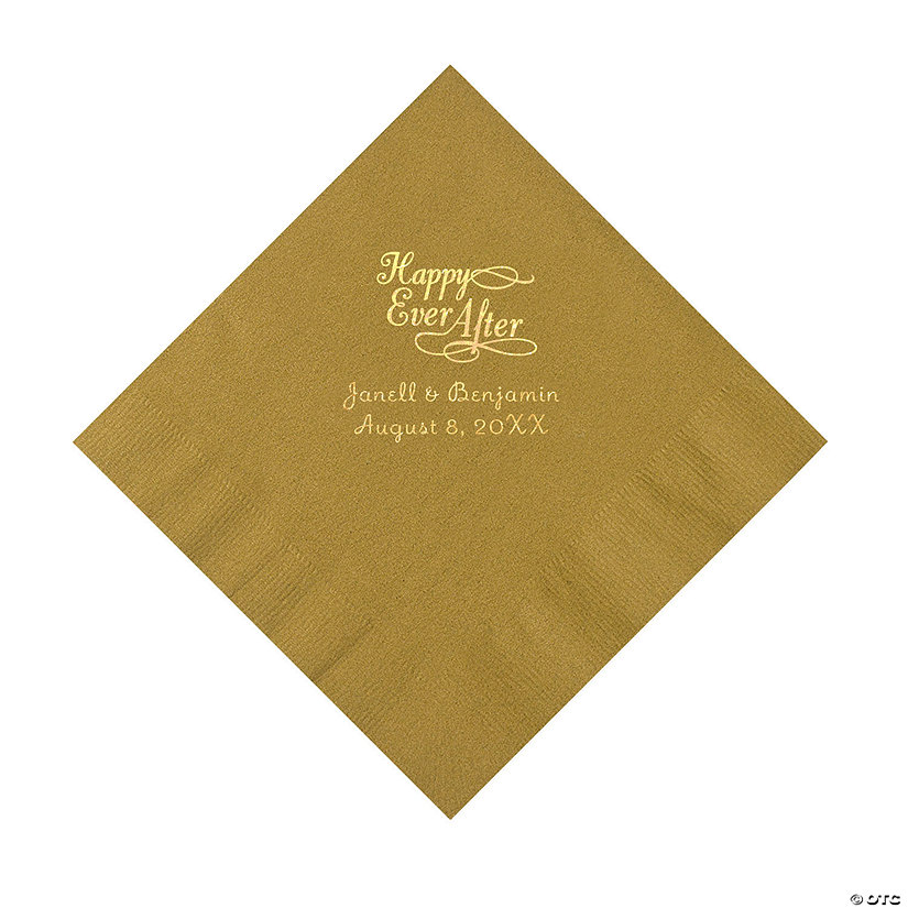 Gold Happy Ever After Personalized Napkins with Gold Foil - Luncheon Image Thumbnail