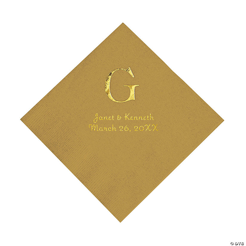 Gold Monogram Wedding Personalized Napkins with Gold Foil - Luncheon Image Thumbnail