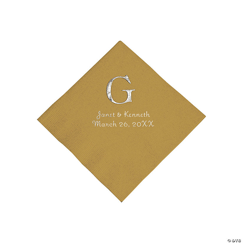 Gold Monogram Wedding Personalized Napkins with Silver Foil - Luncheon Image