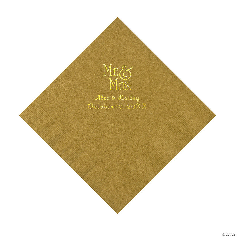 Gold Mr. & Mrs. Personalized Napkins with Gold Foil - 50 Pc. Luncheon Image Thumbnail
