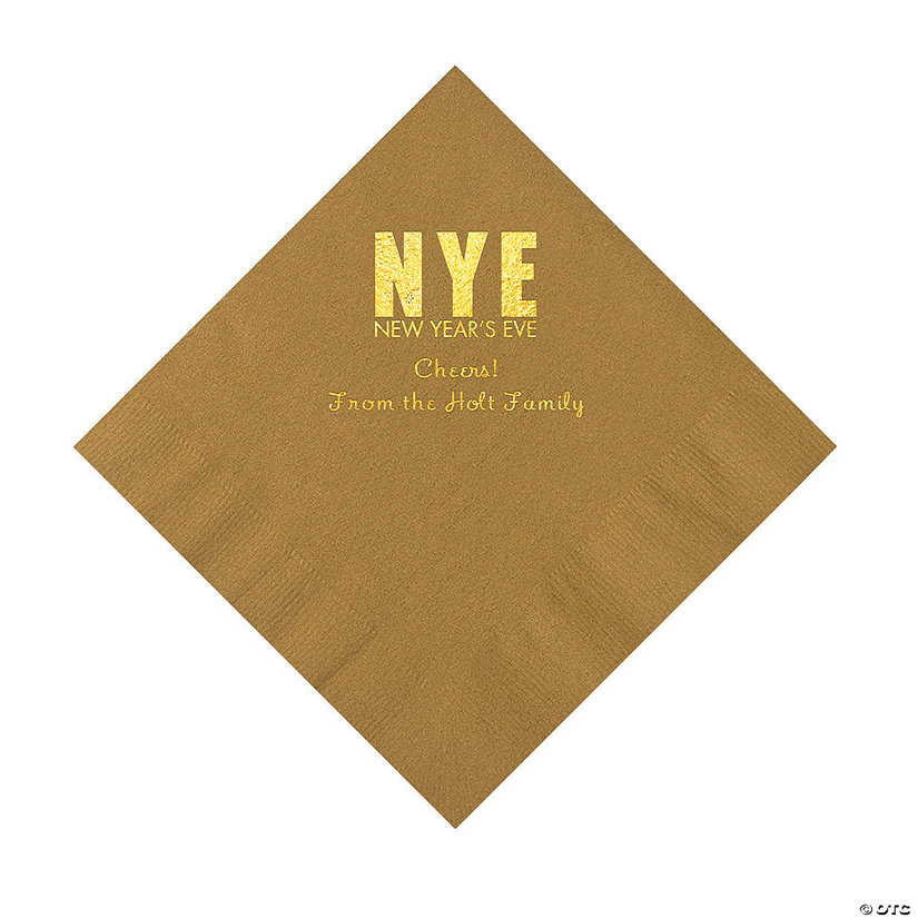Gold New Year&#8217;s Eve Personalized Napkins with Gold Foil - Luncheon Image Thumbnail