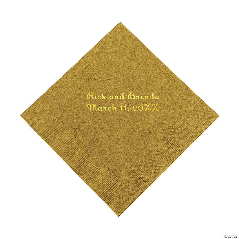 Gold Personalized Napkins with Gold Foil - Beverage Image