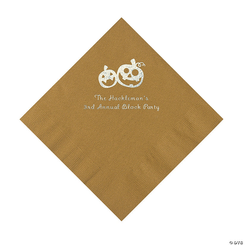 Gold Pumpkin Personalized Napkins with Silver Foil &#8211; 50 Pc. Luncheon Image Thumbnail