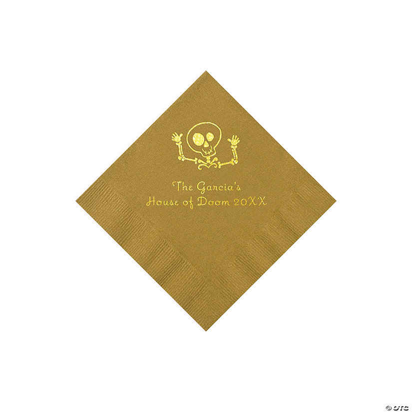 Gold Skeleton Personalized Napkins with Gold Foil - 50 Pc. Beverage Image Thumbnail