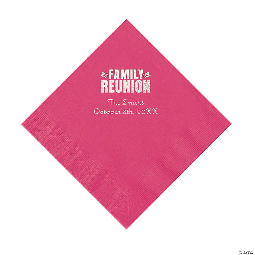 Hot Pink Family Reunion Personalized Napkins with Silver Foil - 50 Pc. Luncheon Image Thumbnail