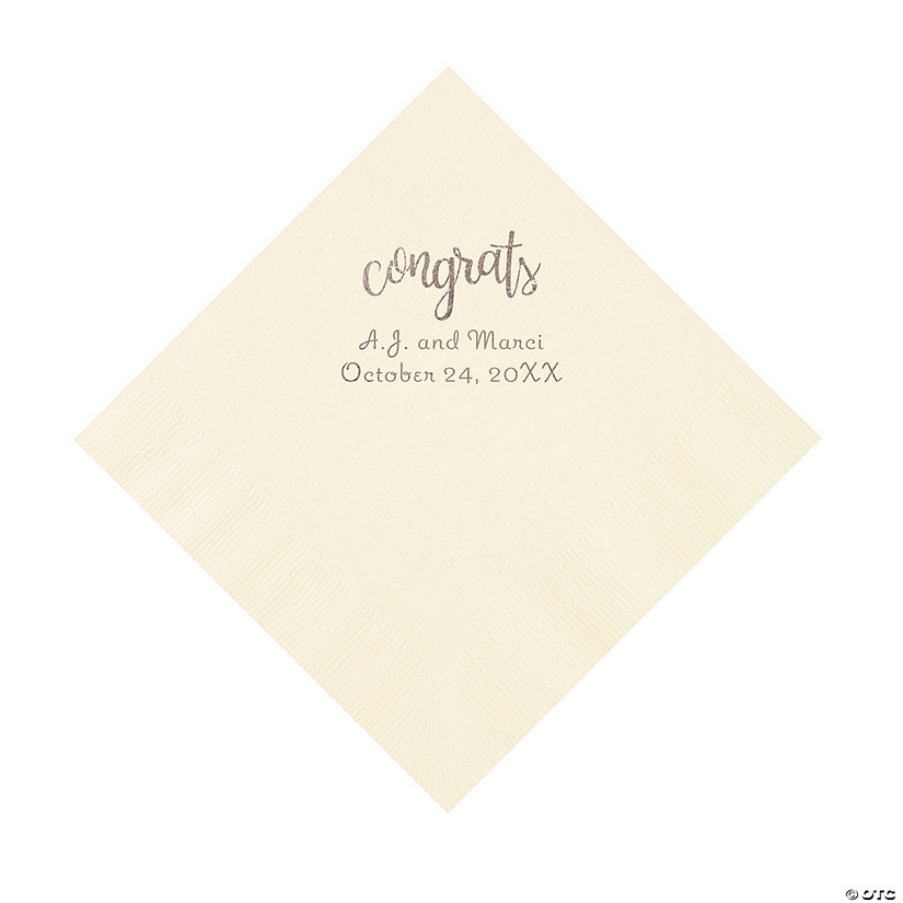 Ivory Congrats Personalized Napkins with Silver Foil - Luncheon Image Thumbnail
