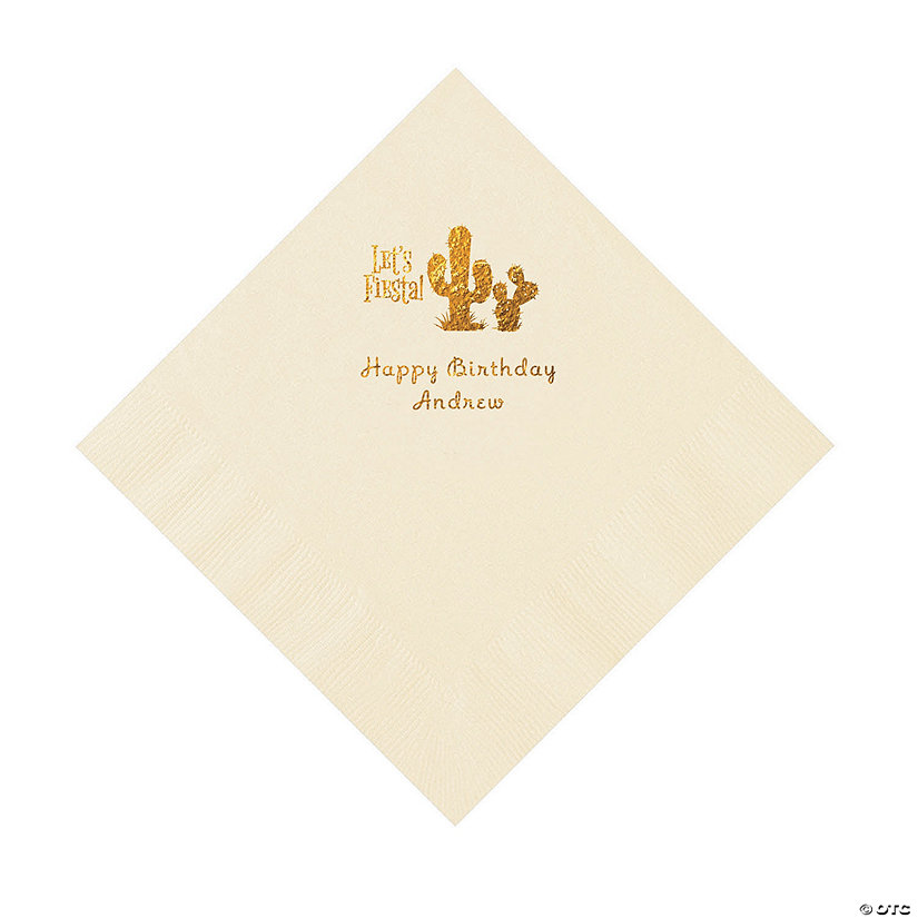 Ivory Fiesta Personalized Napkins with Gold Foil - 50 Pc. Luncheon Image Thumbnail