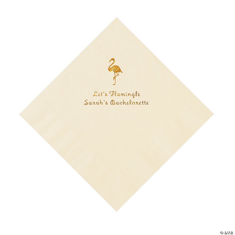 Ivory Flamingo Personalized Napkins with Gold Foil - 50 Pc. Luncheon Image Thumbnail