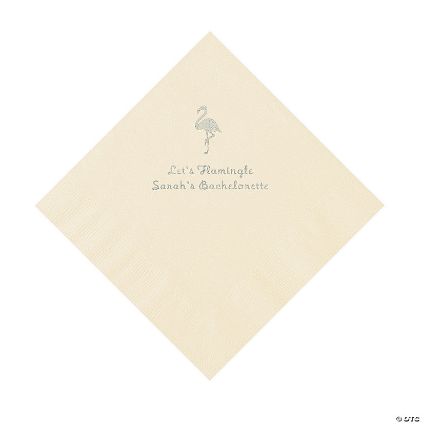 Ivory Flamingo Personalized Napkins with Silver Foil - 50 Pc. Luncheon Image Thumbnail
