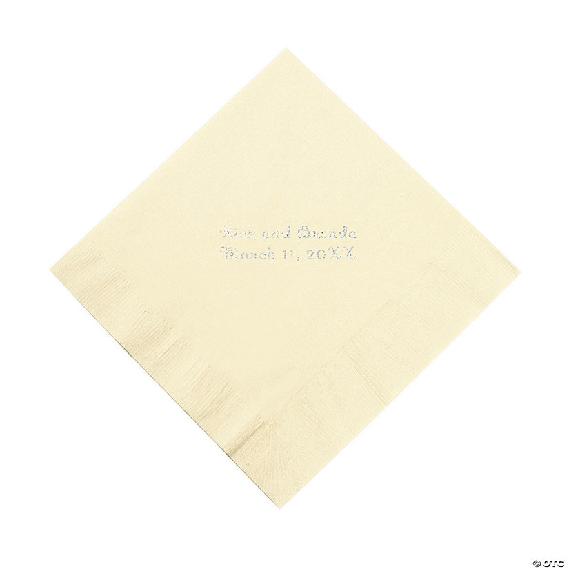 Ivory Personalized Napkins with Silver Foil - Luncheon Image