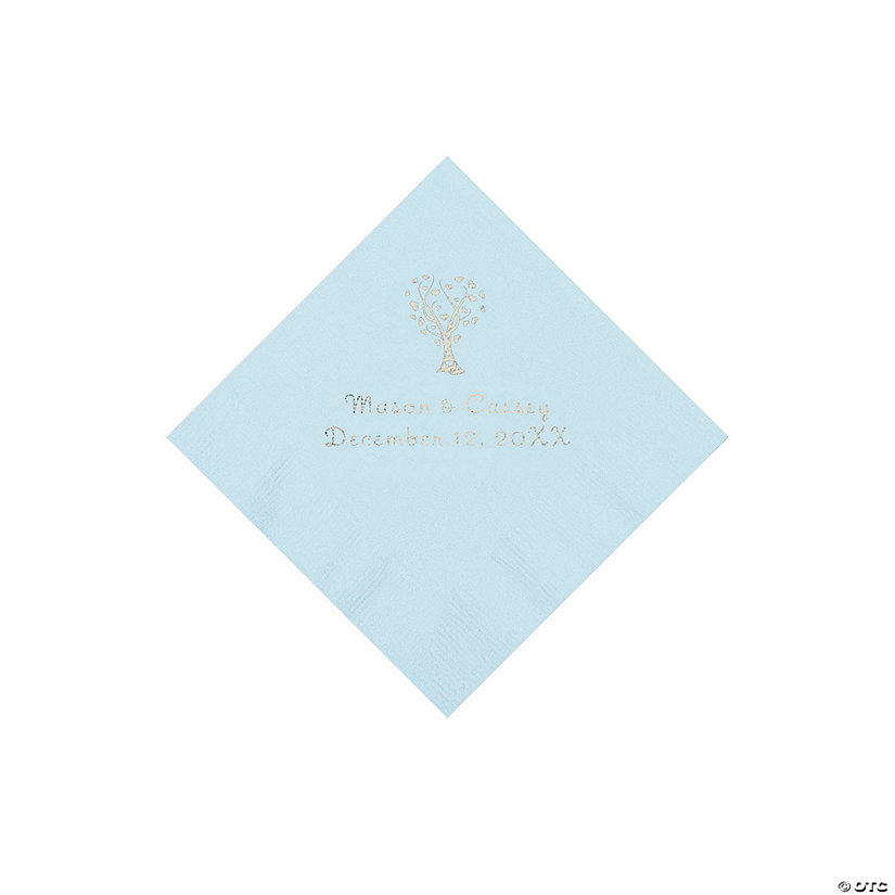 Light Blue Love Tree Personalized Napkins - 50 Pc. Beverage Image