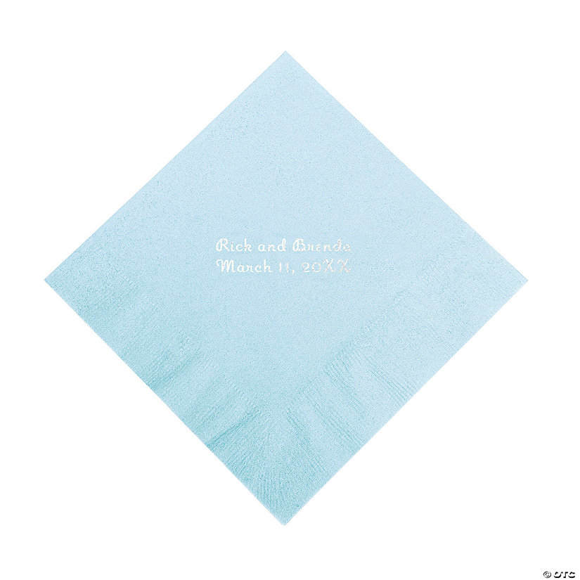 Light Blue Personalized Napkins with Silver Foil - Luncheon Image