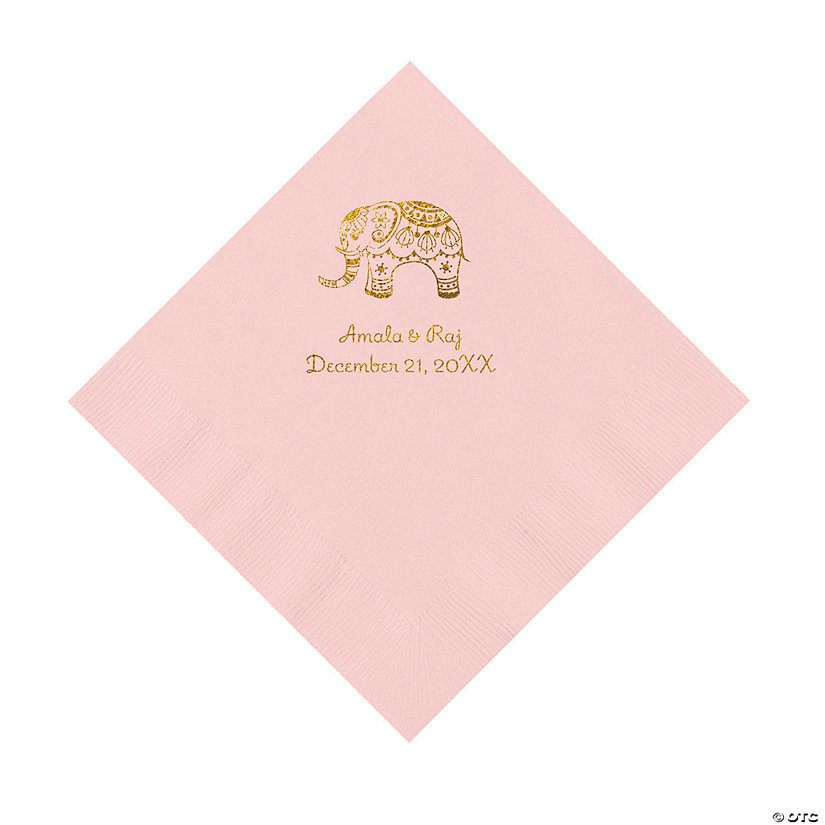 Light Pink Indian Wedding Personalized Napkins with Gold Foil - Luncheon Image Thumbnail