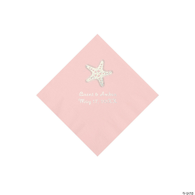 Light Pink Starfish Personalized Beverage Napkins - 50 Pc. Image Thumbnail